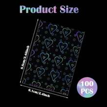 100Pcs Photocard Sleeves Love Heart-Shape Laser Flashing Photo Card Holder Holographic Foil  Transparent Trading Card Protector Cover For Collector Er Photocard   61*88mm - Transparent - 查看 3