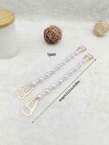 1 Pair New Fashion Iridescent Pearl Detachable Shoe Charm, Versatile Cute DIY Beaded Shoe Accessory - Iridescent - View 5