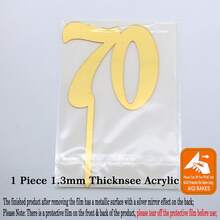 1 chiếc phụ kiện trang trí bánh số bằng acrylic vàng, số 10/18/30/40/50/60/70/80/100, trang trí bánh sinh nhật tuyệt vời cho tiệc kỷ niệm, que cắm bánh tráng gương có thể tái sử dụng để trang trí bánh. - Xem 14
