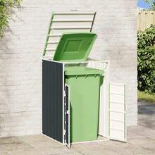 Bin Storage Unit For 3 Bins, Anthracite, 216x81x115 Cm, Steel, Single Bin Storage Unit, Bin Enclosure, Bin Cover - Màu xám đen - Xem 11