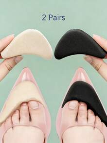 Ultra Soft Shoe Toe Inserts, Sponge Half-Size Pads, High Heel & Loafer Heel Grips, Toe Protection Anti-Friction Adjustable Forefoot Pads - A- Apricot + Black - View 12