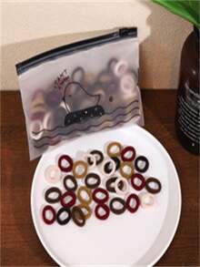 10/50/100/200/400/800pcs/Set Small Women's Elastic Hair Ties, Morandi Color Thumb Rings, Colorful Multicolor Coffee High Elasticity Hair Ropes - Morandi Color - View 6