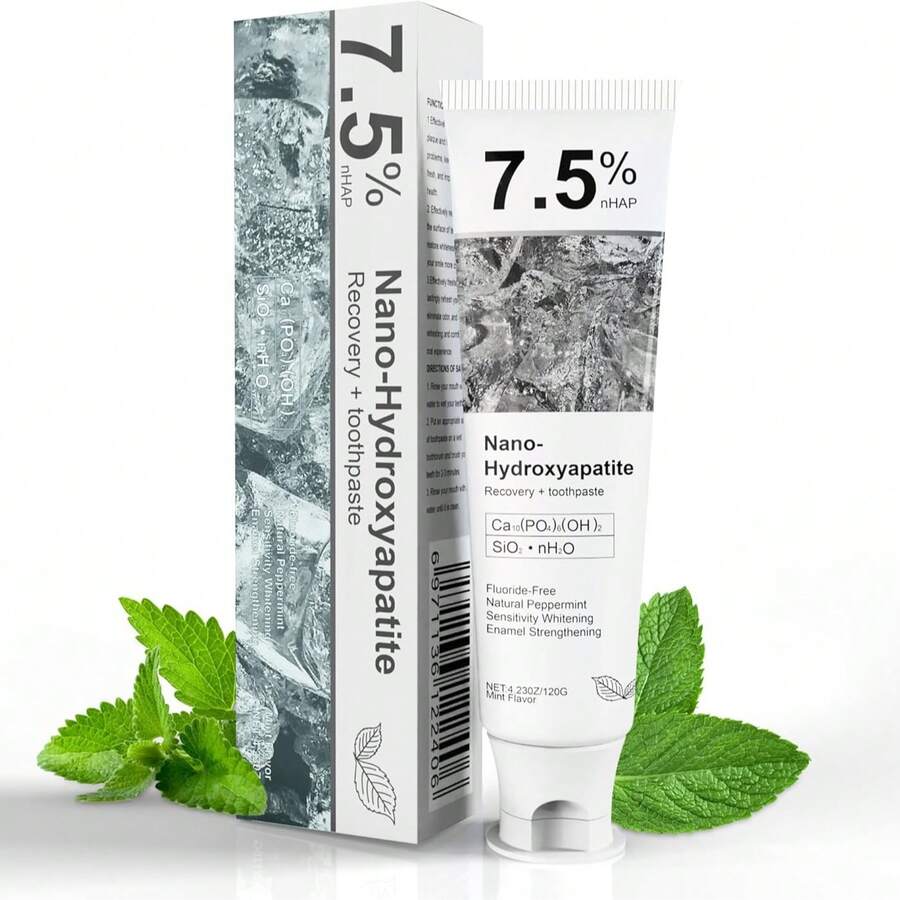 Hydroxyapatite Toothpaste For Sensitive Teeth, Advanced Enamel Protection & Repair, 7.5% Nano Formula, Fresh Mint Flavor, Gentle Whitening - Ideal Daily Care & Holiday Gift (1 Pack) - 7.5% Hydroxyapatite Toothpaste - View 1