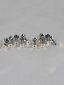 10PCS/Set Cute Flesh Color&Transparent Round Flat Acrylic Labret Studs Invisible Flat Back Lip Nose Lobe Helix Tragus Stainless Steel Internal Threaded 16G Piercing Earring Simple For Male&Female - 10 Lip Studs - View 7