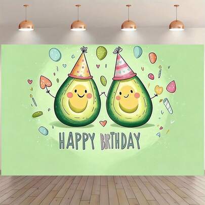 1. Phông nền tiệc sinh nhật - Thiết kế hình quả bơ dễ thương, phù hợp cho sinh nhật, đám cưới, lễ rửa tội, các buổi lễ trong nhà và ngoài trời, trang trí phòng, tạo không khí lễ hội, đạo cụ chụp ảnh, đồ dùng tiệc tùng, quà tặng, vật dụng không thể thiếu cho người tổ chức sự kiện.