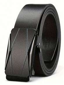 畅销款！几何图案自动扣皮带，商务休闲皆宜，深色系实用风格！哑光自动扣真皮皮带，男女通用百搭裤带 - 彩色 - 查看 10