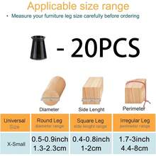 8/20/24pcs Black Chair Leg Floor Protectors, Suitable For Hardwood Floors Furniture Pads, Chair Leg Furniture Sliders, Rectangular Chair Leg Floor Protectors, Silicone Chair Leg Covers, Effectively Protect Floors And Table Legs - Round - View 24