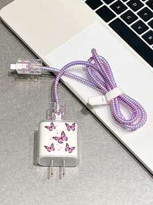 5件套紫色飞翔设计手机充电器套装（20W/18W），含充电线保护套、充电头保护壳，兼容 11/12/13/14/15/16/17款 - 紫色 - 查看 3