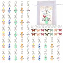 75 piezas de accesorios para llaveros, que incluyen dijes con forma de mariposa, anillos conectores, papel de tarjeta, bolsas, para hacer llaveros DIY - 75 unidades - Ver 1