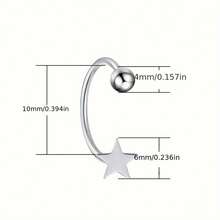 A Pair Of Stainless Steel Small Star C-Shaped Earrings, Front And Back Style - 2個 - 查看 7