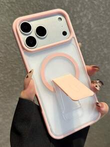 适用于 17/11/12/13/14/15/16/17 Pro Max/16 Plus/15 Pro 和三星 Galaxy S22/S23/S24/S25 Ultra 的奢华透明磁吸磨砂手机壳，带 Magsafe 支架和边框保护套 - 粉色 - 查看 5