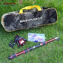 BRAVMACK 1 套入门级钓鱼竿和渔线轮组合套装，1.8米/5.9英尺伸缩式钓鱼竿（红、蓝、绿三色可选），配有纺车轮、鱼饵、鱼钩和收纳袋，钓鱼入门套装 - 1套 - 查看 2