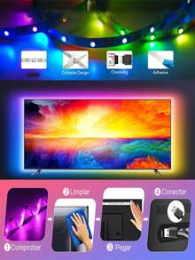 Tira de luz inteligente RGB, luz LED de 99,06-2999,74 cm, luces inteligentes RGB para TV, tiras de luz LED para decoración de habitaciones, control remoto de 24 teclas y control de aplicación, cambio de ritmo, brillo y dinámica, para sala de estar, dormitorio, decoración de fiestas de Pascua, Día de la Madre y bodas, dormitorio, sala de estar, techo, regalos navideños, decoración de fiestas de Navidad y bodas - luz de color - Ver 6
