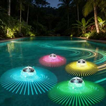1个太阳能漂浮式水灯，彩色水晶球灯，适用于游泳池、池塘、花园派对等户外装饰