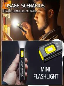 便攜式手持 LED 手電筒，USB 充電家用手電筒，戶外高亮度手電筒，紅藍雙色閃光燈，輕量工作燈，適用於居家、登山、釣魚、露營、緊急照明 - 便攜款 - 查看 4