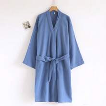 1pc Unisex 100% Cotton Kimono Collar Bathrobe, Loungewear, Sleepwear, Suitable For Home, Pool, Beach, All Seasons - Multicolor - View 15