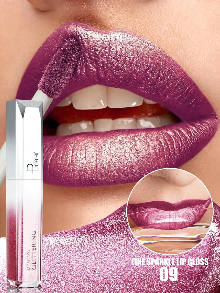 Pudaier Valentines Day Gift Metallic Matte Waterproof Non-Smudge Lip Gloss Suitable For All Skin Tones - 09 - View 1
