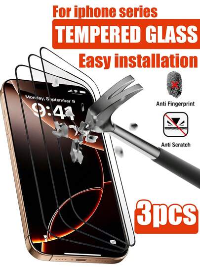 Bộ 3 miếng dán màn hình cường lực phủ toàn màn hình với viền đen in lụa dành cho iPhone 16 Pro Max. Dễ dàng lắp đặt, tương thích với ốp lưng điện thoại, độ trong suốt cao, chống bám vân tay, không bọt khí và cảm ứng nhạy. Tương thích với iPhone 17 Pro Max/17 Pro/17 Air/17e/16 Pro Max/16 Pro/16 Plus/16e/16/15 Pro Max/15 Pro/15 Plus/15/14/13/12/11. Một phụ kiện điện thoại tuyệt vời, hoàn hảo để làm quà tặng cho gia đình và bạn bè, và là vật dụng thiết yếu cho cuộc sống và công việc hàng ngày.