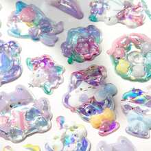 Kawaii 3D Relief Panda Unicorn Rabbit Cat Animal Laser Holographic Epoxy Resin Sticker Seal For Scrapbooking Sticker Exchange Cute DIY Phone Case Laptop Water Bottle Decoration Sticker School Stationery Supply,Reusable Sticker,Glitter Sticker - 黑色 - 查看 11