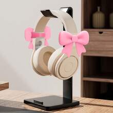2pcs Pink Bow Decor Earphone Accessories, Cute Printed Bow Fashionable Earphone Attachments, Christmas Gift For Gamer Girls - Multicolor - View 7