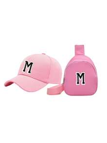 2pcs/Set Kids Baseball Cap & Mini Backpack, Outdoor Sun Hat With Strap For Boys & Girls, UV Protection, Ages 3-12 - Pink - View 11