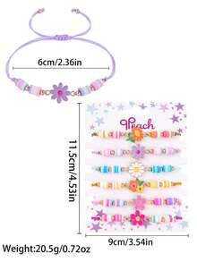 6pcs/Set Sunflower, Daisy, Small Flower Pendant Adjustable Children's Bracelet - Multicolor - View 6