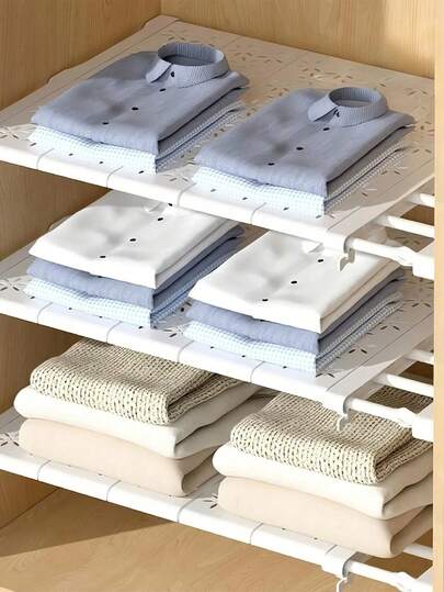 Adjustable Tension Storage Rack, Suitable For Cabinets - Expandable Space-Saving Organizer Rack, Durable Plastic Material, Can Be Hung On The Back Of The Door And Pulled Out | Suitable For Wardrobes, Pantries, Bathrooms, College Dorms