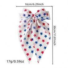 2pcs American Independence Day/Memorial Day, America 250th Anniversary Hair Accessories - Women's Striped & Star Print Chiffon Long Bow Scrunchies, Ponytail Clips, Suitable For Independence Day, Holiday Parties, Daily Wear, Boho Accessories,Summer,Travel - Multicolor - View 3
