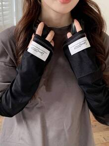 1 Pair Women's Ice Silk Sun Protection Arm Sleeves, UV Protection Summer Cooling Sleeves - Wide-band Solid Color Ice Sleeves - View 5