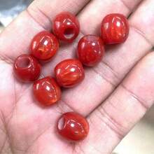 20颗 CHUPU 12mm 大孔树脂桶珠，适用于 DIY 首饰制作 - 多种颜色（白色、米色、棕色、绿色），带有大理石纹理和斑点图案 - 非常适合制作手链、项链和工艺品，抛光质感珠子，CHUPU - 彩色 - 查看 6