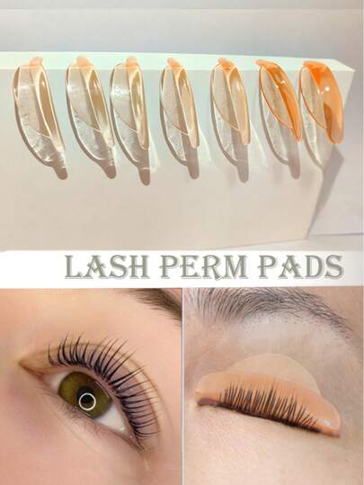 7 Sizes/14pcs Self-Adhesive Eyelash Lift Pads, Eyelash Curler Pads, New Makeup Tools, Soft Lifting Rollers, Easy To Clean And Reusable, Light Orange
