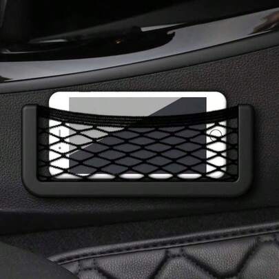 This Car Storage Net Bag Is A Practical Solution To Keep The Interior Tidy. It Uses Double-Sided Strong Adhesive, Which Can Be Firmly Attached To The Door Panel, Center Console, And Other Surfaces Without The Need For Drilling.