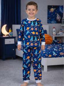 Boys' Space Rocket Planets Long-Sleeved Pajamas, Comfortable Premium Knit, Sizes 2 To 12 Years - TÊN LỬA - Xem 8