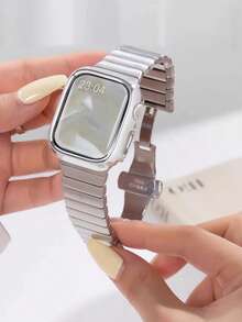 1pc Unisex Silver No-Screen Protective Case, Electroplated Protective Shell Suitable For Apple Watch Series Ultra/SE/11/10/9/8/7/6/5/4, Ultra-Thin Hardshell PC Anti-Drop Protective Frame Suitable For Apple Watch 40/41/42/44/45/46/49mm, Smart Watch Accessories - Silver - View 5
