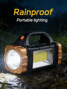 1pc Rechargeable LED Flashlight 1800 Lumens, Solar Powered Tactical COB Handheld Lamp, Waterproof, USB Powerbank, 6 Modes, Power Bank Function, Portable Outdoor Camping Light, Hiking, Home Repair - White Light - View 10