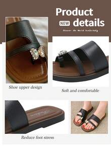 Women's Slides Sliders, Butterfly Design, Summer Shoes, Toe Ring Sandals, Women's Black Sandals, Women's Flat Sandals, Summer Sandals, Comfortable Women's Sandals, Sandals, Women's Outdoor Slippers, Flat Sandals, Apartment, Beach Vacation Elegant Slippers (Runs 2 Sizes Small) - Black - View 9