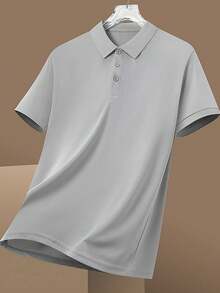 Camisa polo negra de corte slim para hombres - Tela ligera y transpirable, adecuada para uso casual, de oficina y actividades al aire libre (Apropiada para adultos jóvenes y hombres de vestimenta casual de negocios) Deportes - Gris - Ver 3