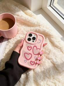 1个柔软TPU波浪裙边手机壳，可爱粉色填充图案，兼容苹果17 Pro Max、17 Air、17 Pro、17、16 Pro Max、16 Plus、16 Pro、16、15 Pro Max、15 Plus、15 Pro、15、14 Pro Max、14 Plus - 粉色 - 查看 4