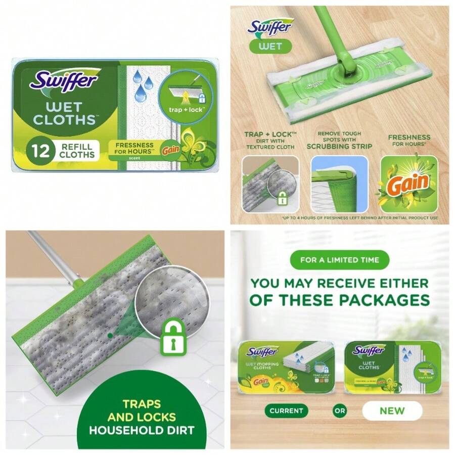 Sweep And Mop Wet Refill Pads Floor Cleaner Washable Cloths 12 Pack - 1 - View 1