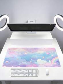 1 件装云朵星空极简超大橡胶鼠标垫，顺滑鼠标键盘垫，糖果云朵星空鼠标垫，锁边防滑，家用/游戏桌面垫，返校季游戏鼠标垫，办公用品，桌面配件，顺滑鼠标垫 - 糖果雲層 - 查看 3