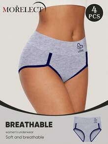 Morelect 4pcs Women High Waist Soft & Breathable Colorblock Underwear Panties - Multicolor - View 3