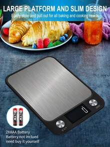Large Electronic Kitchen Scale With A Large Scale Surface And Clearly Defined Operation Buttons. 10kg Range, Precise Measurement, One-Touch Zeroing And Fast Unit Conversion. Includes Non-Slip Silicone Pad, Perfect For Baking And Cooking. Battery-Powered (Batteries Not Included) - Kitchen scales - View 8