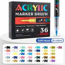 Bộ 12/24/36/48/60/80/120 bút dạ acrylic bơm trực tiếp, đầu mềm không lem mực, màu sắc rực rỡ, thích hợp vẽ graffiti và tô màu, mực khô nhanh, dung lượng lớn, lý tưởng cho học sinh, vẽ tranh, viết nhật ký và ghi chú. - Nhiều màu - Xem 11