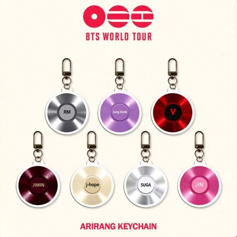 1個 B/TS ARIRANG 世界巡演黑膠唱片鑰匙圈,7個組套含 RM Jin J-Hope Jimin V,壓克力包飾,K-Pop 粉絲收藏品,專輯周邊 & SHOW 紀念品高畫質鑰匙圈 - 彩色 - 查看 1