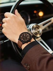 Fossil Brox系列男士多功能石英表，男士腕表，棕色表盘，不锈钢表带，商务时尚风格，适合日常佩戴 BQ2802 - 棕色 - 查看 4