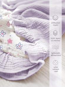 1pc Soft Cotton Floral Baby Blanket, Sweet Ruffle Edge Infant Cotton Blanket - Multicolor - View 5