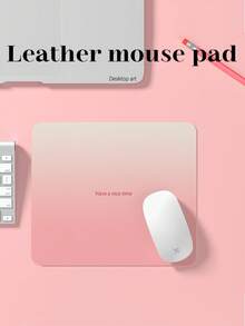 渐变粉色文字图案PU皮革鼠标垫，笔记本电脑桌垫，防滑，可水洗，防污，适合情侣/学生/办公室/学习空间，生日礼物，毕业礼物。 - 查看 9