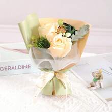 Bó hoa hồng thơm 3 bông, quà tặng Ngày Valentine, quà tặng 520, quà tặng mùa tựu trường, quà tặng lễ hội - màu xanh lá - Xem 6
