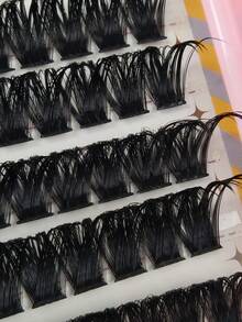192 片 D 卷度浓密蓬松假睫毛，长度 8-16 毫米混合，单根假睫毛，100D 柔软 3D 俄罗斯卷曲黑色仿貂毛假睫毛，适合初学者，可作为化妆工具使用，单根假睫毛，簇状假睫毛，睫毛嫁接 - D - 查看 6