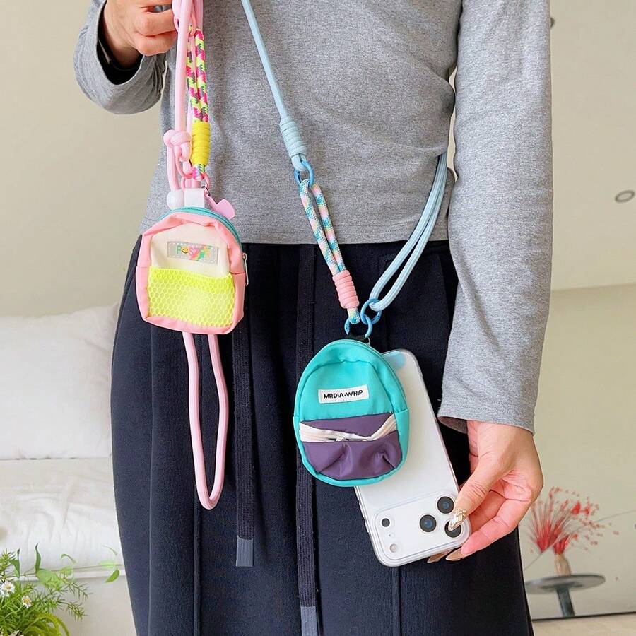 1pc Long Lanyard Phone Strap Card Key Chain Pendant Mini Bag Hanging Strap Necklace For Women - Multicolor - View 1
